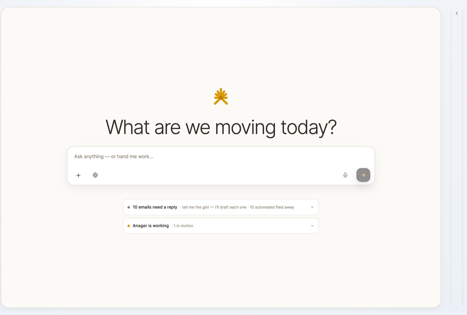 Anager Command Center — real product